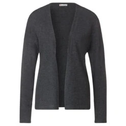 Street One Damen Strickjacke Short Open Cardigan Anthracite Melange