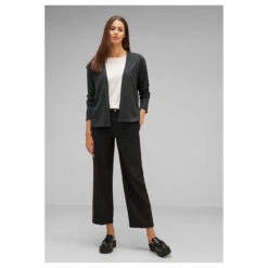 Street One Damen Strickjacke Short Open Cardigan Anthracite Melange -Modezauber Günstiges Geschäft street one short open cardigan grau 11498 ansicht model