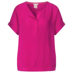 Street One Damen Kurzarm Bluse Nu Pink With Flap