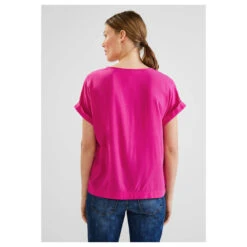 Street One Damen Kurzarm Bluse Nu Pink With Flap -Modezauber Günstiges Geschäft street one solid blouse flap placket bluse rosa 14717 hinten