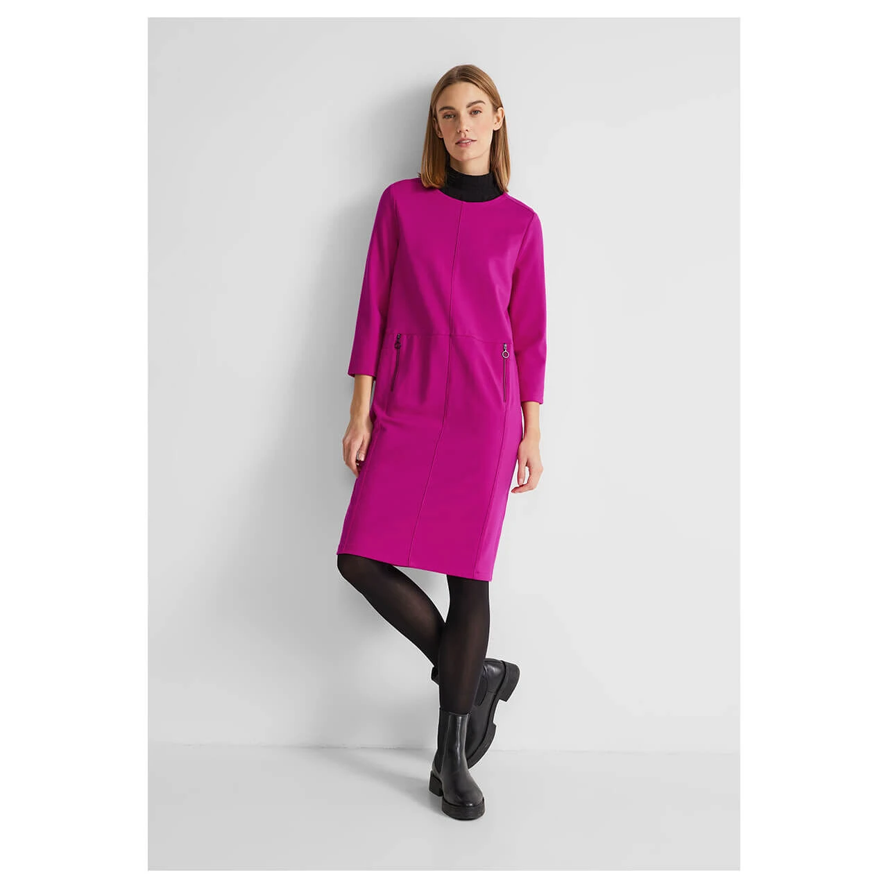 Street One Damen 3/4 Arm Kleid Bright Cozy Pink 2 Street One Damen 3/4 Arm Kleid Bright Cozy Pink – Bild 2