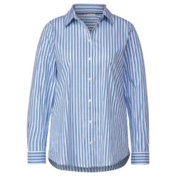 Street One Damen Langarm Bluse Striped Business Light Blue