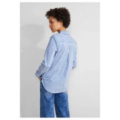 Street One Damen Langarm Bluse Striped Business Light Blue 8 Street One Damen Langarm Bluse Striped Business Light Blue -Modezauber Günstiges Geschäft street one striped business blouse hemdbluse blau 30000 model hinten