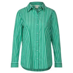 Street One Damen Langarm Bluse Striped Business Fresh Green
