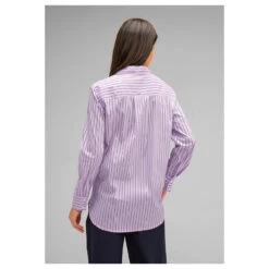 Street One Damen Langarm Bluse Striped Office Soft Pure Lilac -Modezauber Günstiges Geschäft street one striped office blouse bluse rosa 35289 model hinten