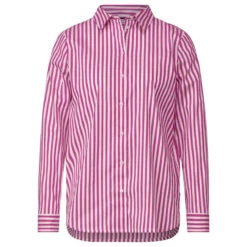 Street One Damen Langarm Bluse Striped Office Bright Cozy Pink
