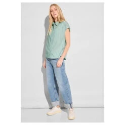 Street One Damen Kurzarm Bluse Striped Shirtcollar Soft Moss Green 8 Street One Damen Kurzarm Bluse Striped Shirtcollar Soft Moss Green -Modezauber Günstiges Geschäft street one striped shirtcollar gruen 25816 model