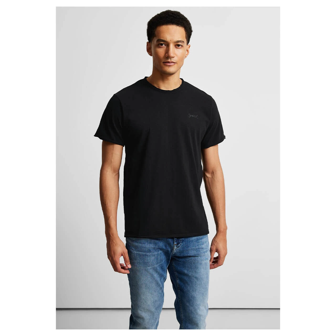 Street One Men Raw Edge Slub T-Shirt Black 2 Street One Men Raw Edge Slub T-Shirt Black – Bild 2