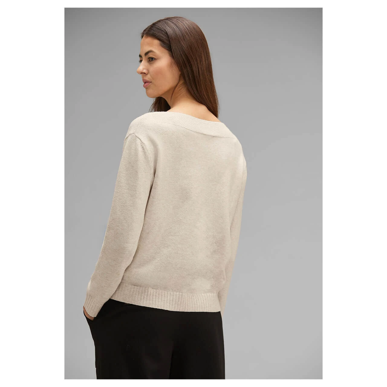 Street One Damen Pullover U-Boat Sweater Whisper Cream Melange 3 Street One Damen Pullover U-Boat Sweater Whisper Cream Melange – Bild 3