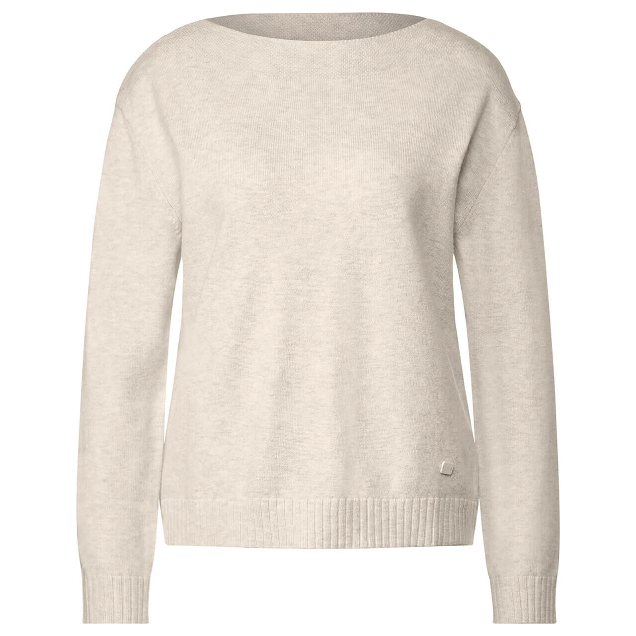 Street One Damen Pullover U-Boat Sweater Whisper Cream Melange 1 Street One Damen Pullover U-Boat Sweater Whisper Cream Melange