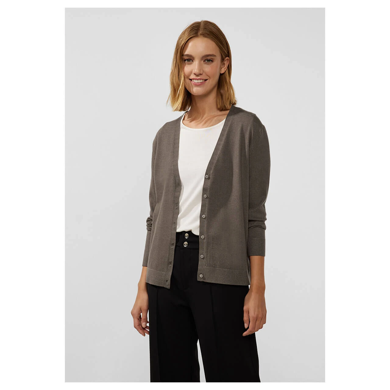 Street One V-neck Strickjacke Falcon Brown Melange 2 Street One V-neck Strickjacke Falcon Brown Melange – Bild 2