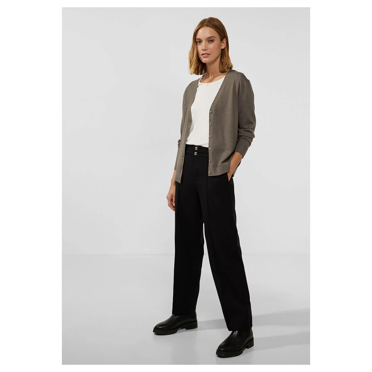 Street One V-neck Strickjacke Falcon Brown Melange 4 Street One V-neck Strickjacke Falcon Brown Melange – Bild 4