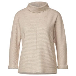Street One Damen 3/4 Arm Rollkragen Pullover Structured Scarf Sand Melange