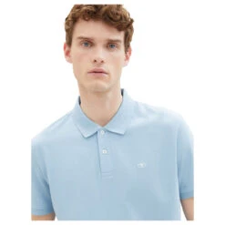 Tom Tailor Herren Piqué Poloshirt Contrast Washed Out Blue -Modezauber Günstiges Geschäft tom tailor basic polo with contrast poloshirt blau 32245 model detail