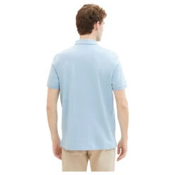 Tom Tailor Herren Piqué Poloshirt Contrast Washed Out Blue -Modezauber Günstiges Geschäft tom tailor basic polo with contrast poloshirt blau 32245 model hinten