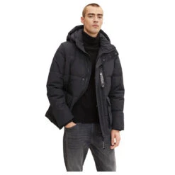 Tom Tailor Herren Jacke/Weste Campaign Jacket Black Grey -Modezauber Günstiges Geschäft tom tailor campaign jacket detachable sleeves jacke schwarz 29999 detail vorne