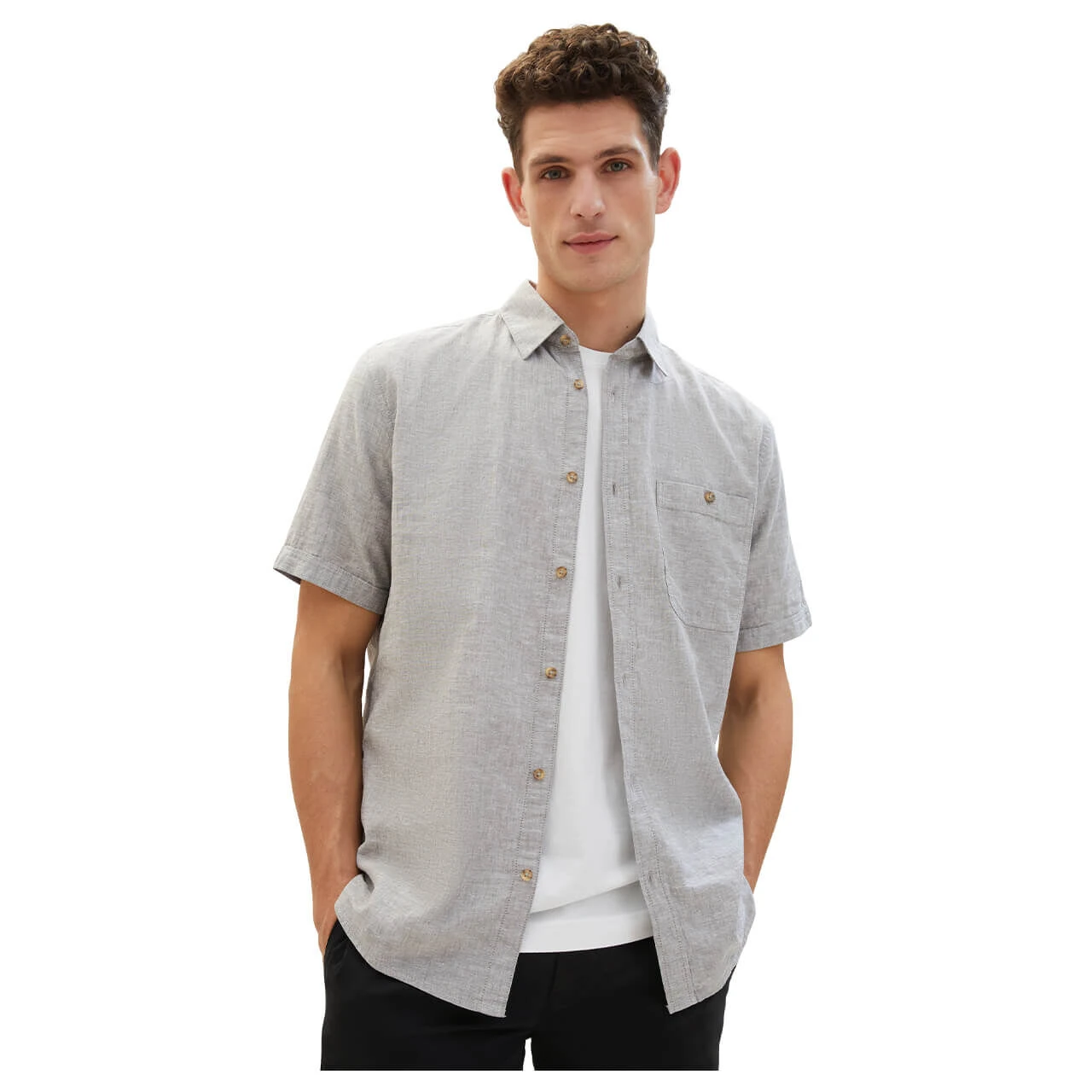 Tom Tailor Herren 1/2 Arm Hemd Smokey Olive Green 3 Tom Tailor Herren 1/2 Arm Hemd Smokey Olive Green – Bild 3