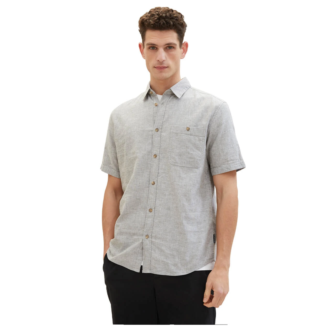 Tom Tailor Herren 1/2 Arm Hemd Smokey Olive Green 2 Tom Tailor Herren 1/2 Arm Hemd Smokey Olive Green – Bild 2