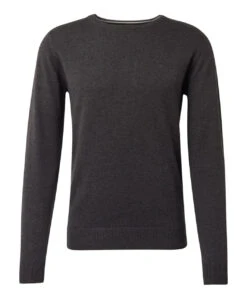 Tom Tailor Herren Pullover Basic Crewneck Black Grey Melange