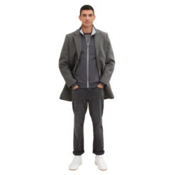 Tom Tailor Herren Sweatjacke Dark Grey Melange -Modezauber Günstiges Geschäft tom tailor cutline sweat jacket grau 11086 ansicht ganzkoerper