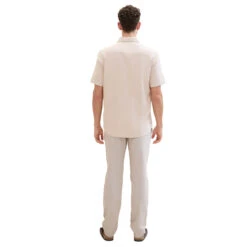 Tom Tailor Chino Leinenhose Caramel Beige Chambray 16 Tom Tailor Chino Leinenhose Caramel Beige Chambray -Modezauber Günstiges Geschäft tom tailor jeans regular cotton linen chino beige 31235 model hinten