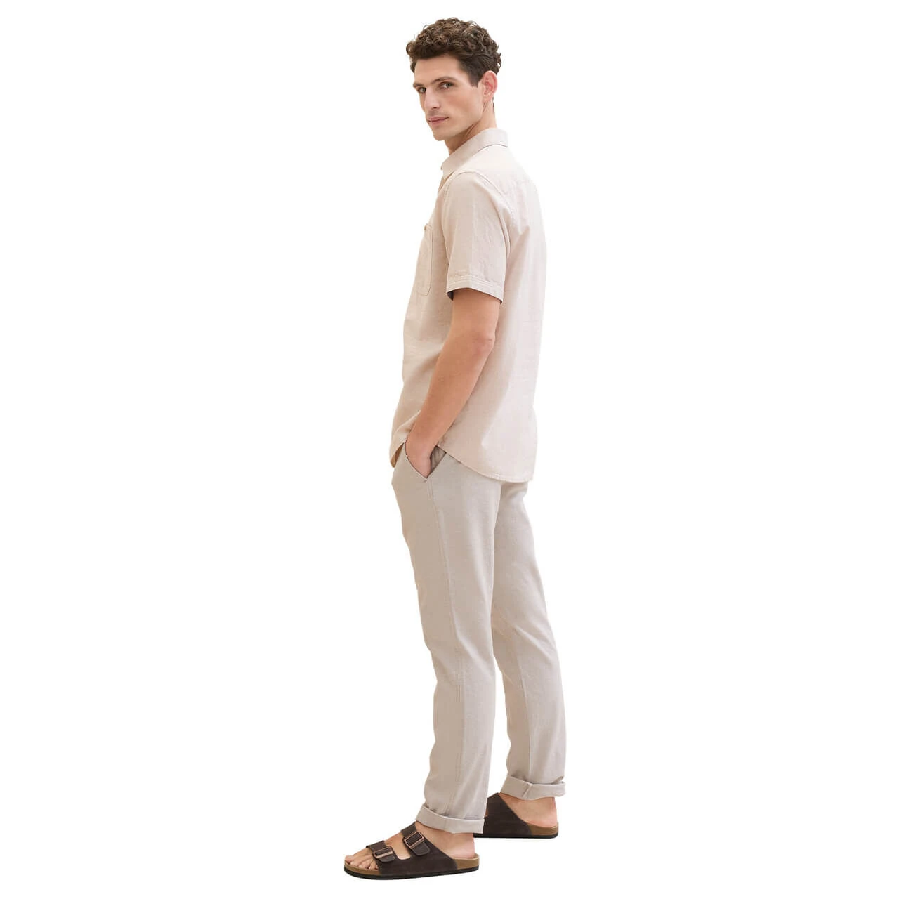 Tom Tailor Chino Leinenhose Caramel Beige Chambray 7 Tom Tailor Chino Leinenhose Caramel Beige Chambray – Bild 7