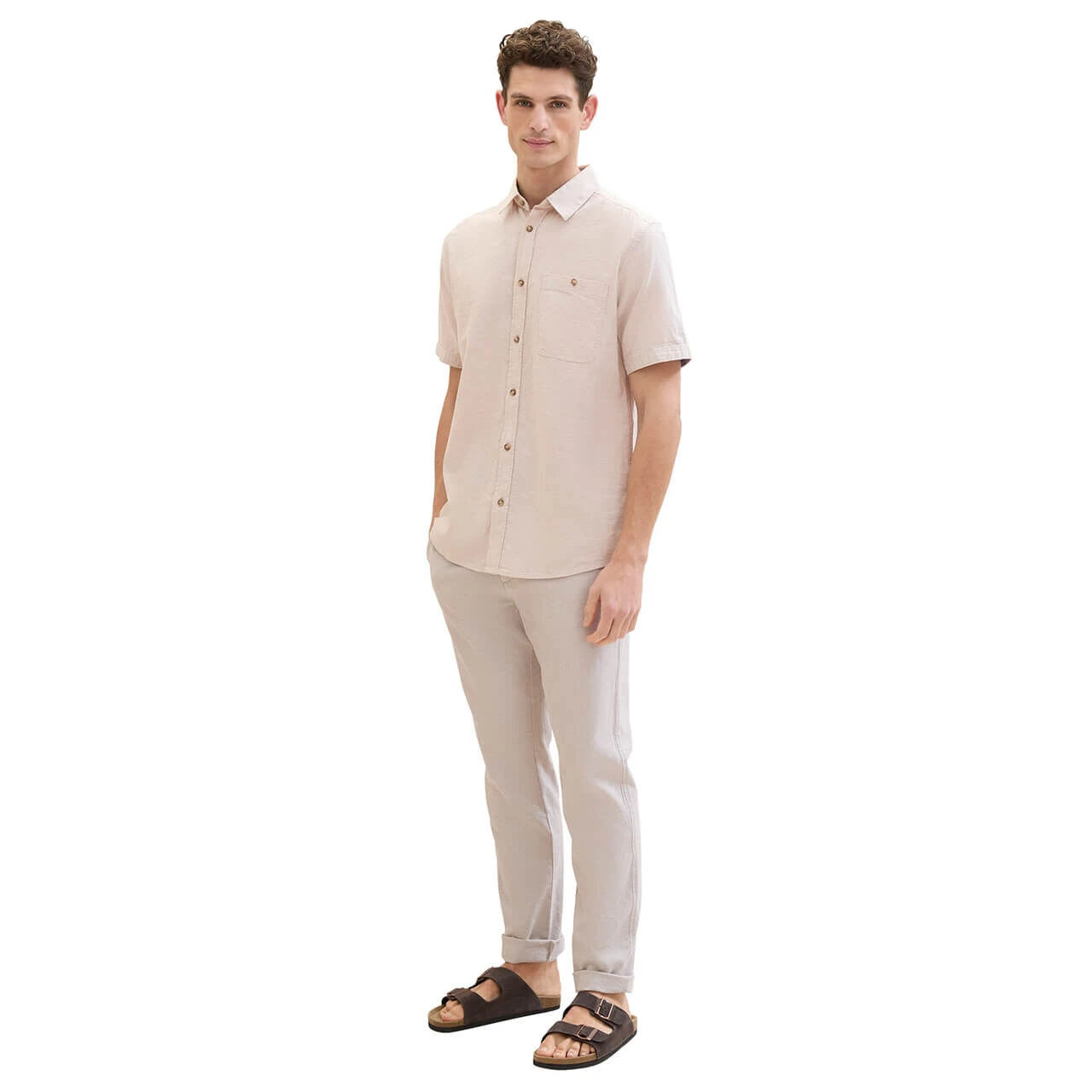 Tom Tailor Chino Leinenhose Caramel Beige Chambray 6 Tom Tailor Chino Leinenhose Caramel Beige Chambray – Bild 6