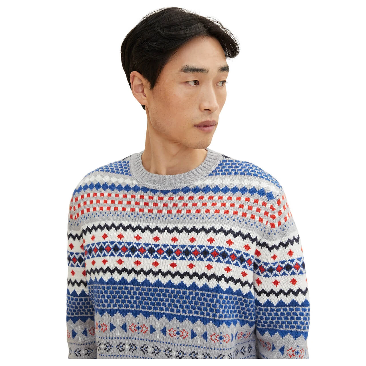 Tom Tailor Herren Pullover Grey Navy Allover Jacquard 6 Tom Tailor Herren Pullover Grey Navy Allover Jacquard – Bild 6