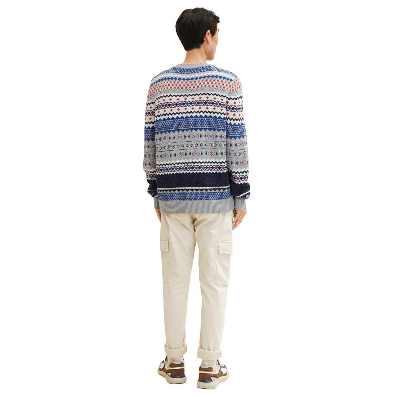 Tom Tailor Herren Pullover Grey Navy Allover Jacquard 5 Tom Tailor Herren Pullover Grey Navy Allover Jacquard – Bild 5