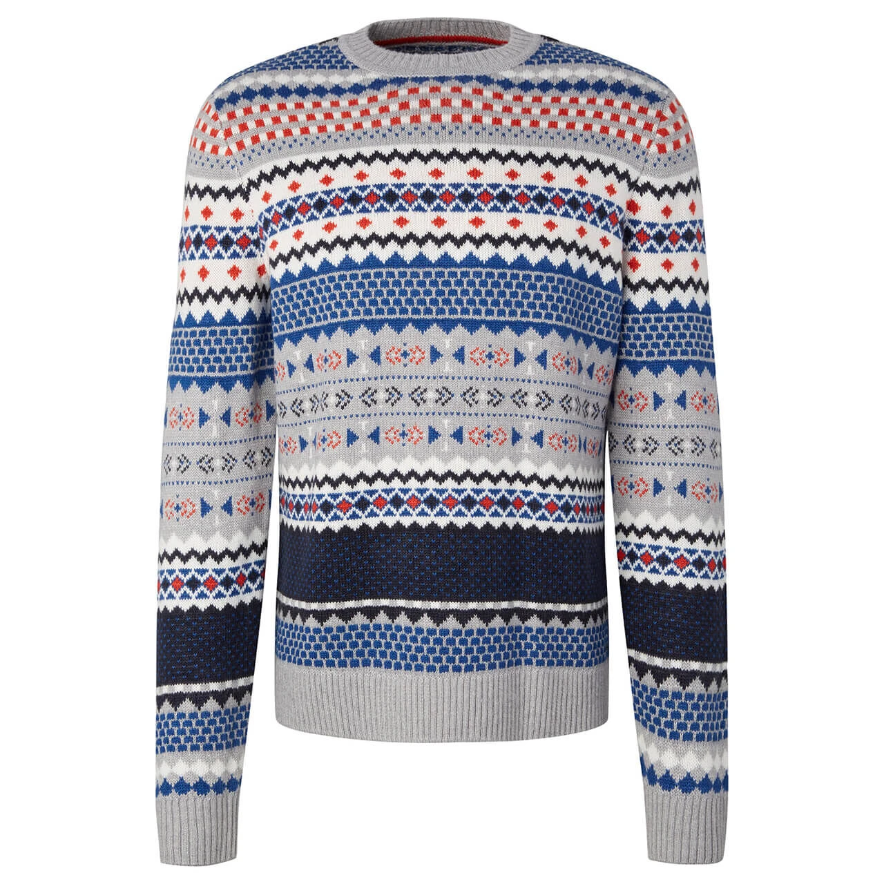 Tom Tailor Herren Pullover Grey Navy Allover Jacquard 1 Tom Tailor Herren Pullover Grey Navy Allover Jacquard