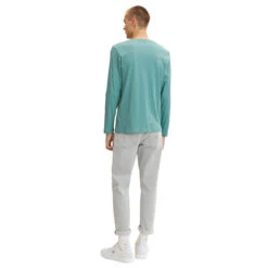 Tom Tailor Herren Langarm Shirt Salvia Print -Modezauber Günstiges Geschäft tom tailor langarmshirt print gruen 12881 ansicht model hinten