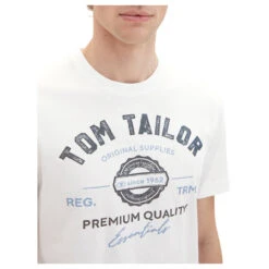 Tom Tailor Herren T-Shirt White Logo Print -Modezauber Günstiges Geschäft tom tailor logo tee t shirt weiC39F 20000 detail