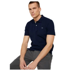 Tom Tailor Herren Piqué Poloshirt Contrast Sky Captain Blue -Modezauber Günstiges Geschäft tom tailor pique poloshirt sky captain blue 10668 model detail vorne