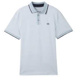 Tom Tailor Herren Piqué Poloshirt White Foggy Light Blue
