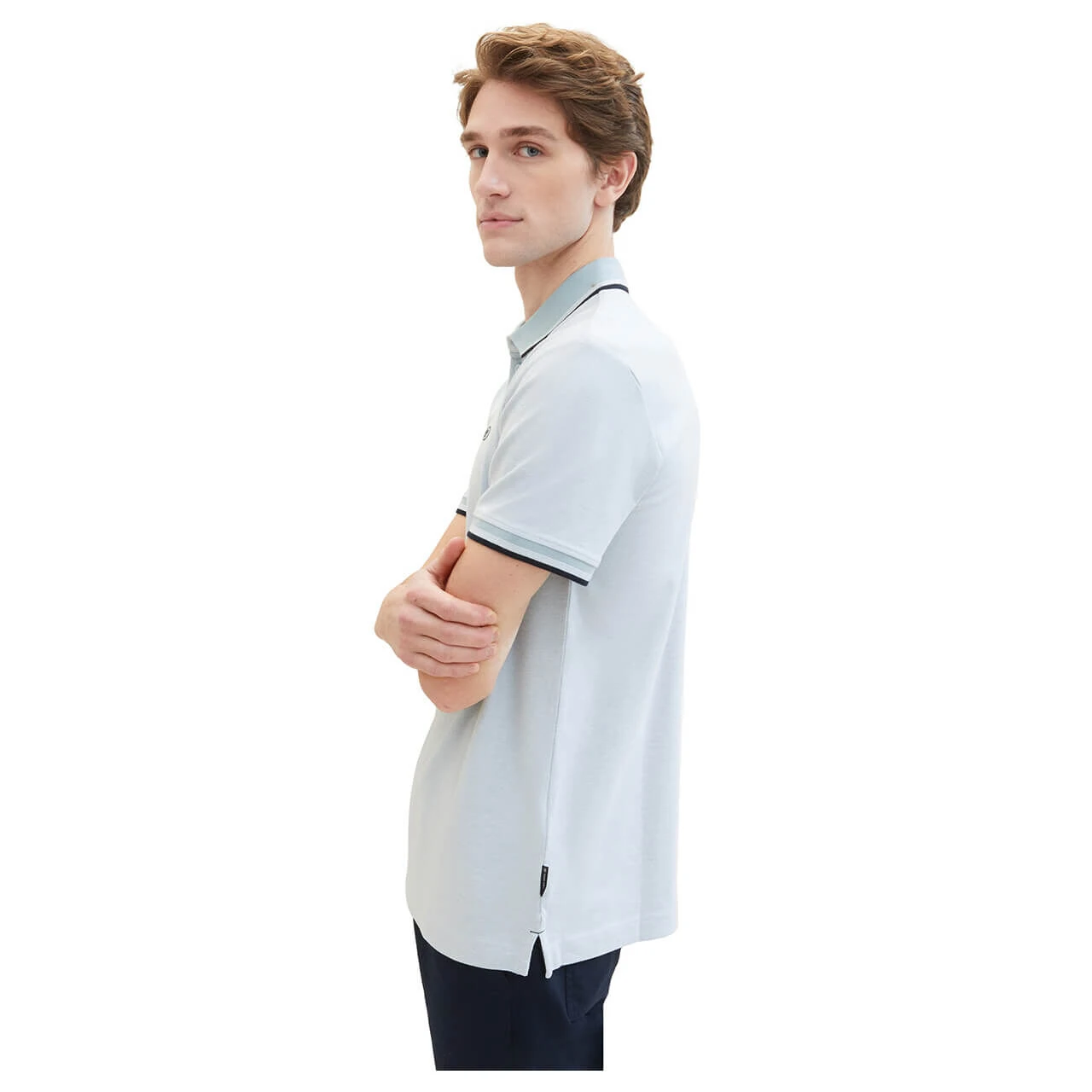 Tom Tailor Herren Piqué Poloshirt White Foggy Light Blue 3 Tom Tailor Herren Piqué Poloshirt White Foggy Light Blue – Bild 3