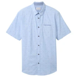 Tom Tailor Herren 1/2 Arm Hemd Light Blue Allover Print