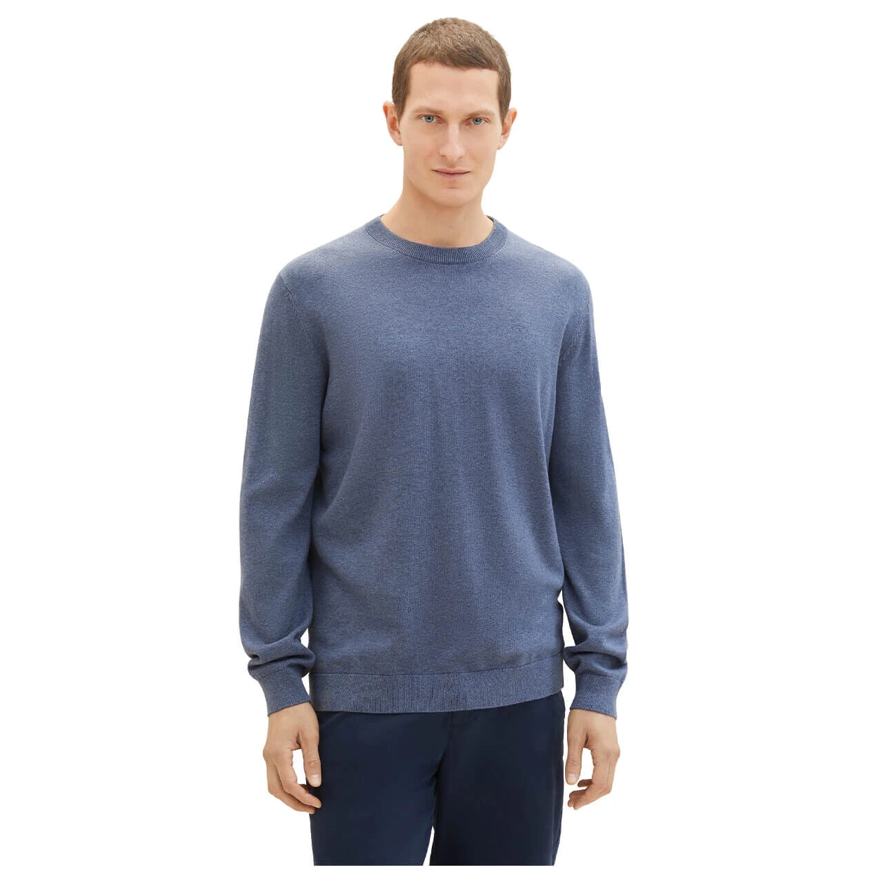 Tom Tailor Herren Pullover Basic Crewneck Vintage Indigo Blue Compact Cotton 2 Tom Tailor Herren Pullover Basic Crewneck Vintage Indigo Blue Compact Cotton – Bild 2