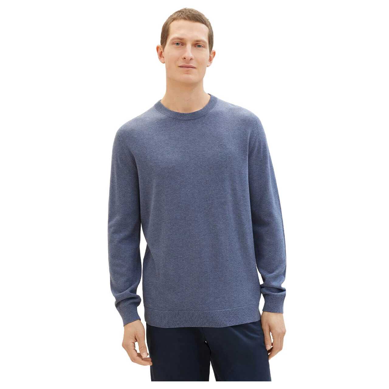 Tom Tailor Herren Pullover Basic Crewneck Vintage Indigo Blue Compact Cotton 3 Tom Tailor Herren Pullover Basic Crewneck Vintage Indigo Blue Compact Cotton – Bild 3