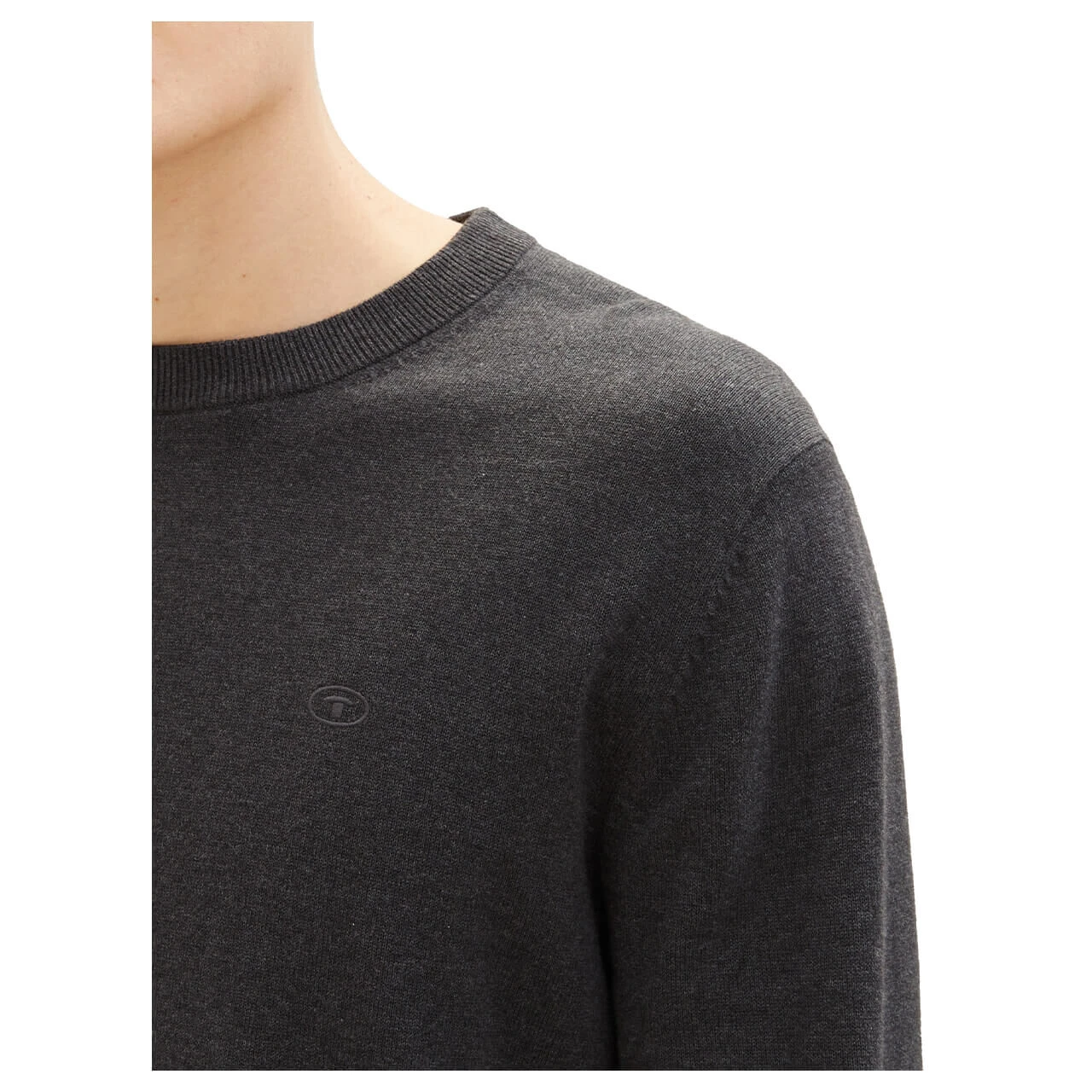 Tom Tailor Herren Pullover Basic Crewneck Black Grey Melange Compact Cotton 6 Tom Tailor Herren Pullover Basic Crewneck Black Grey Melange Compact Cotton – Bild 6