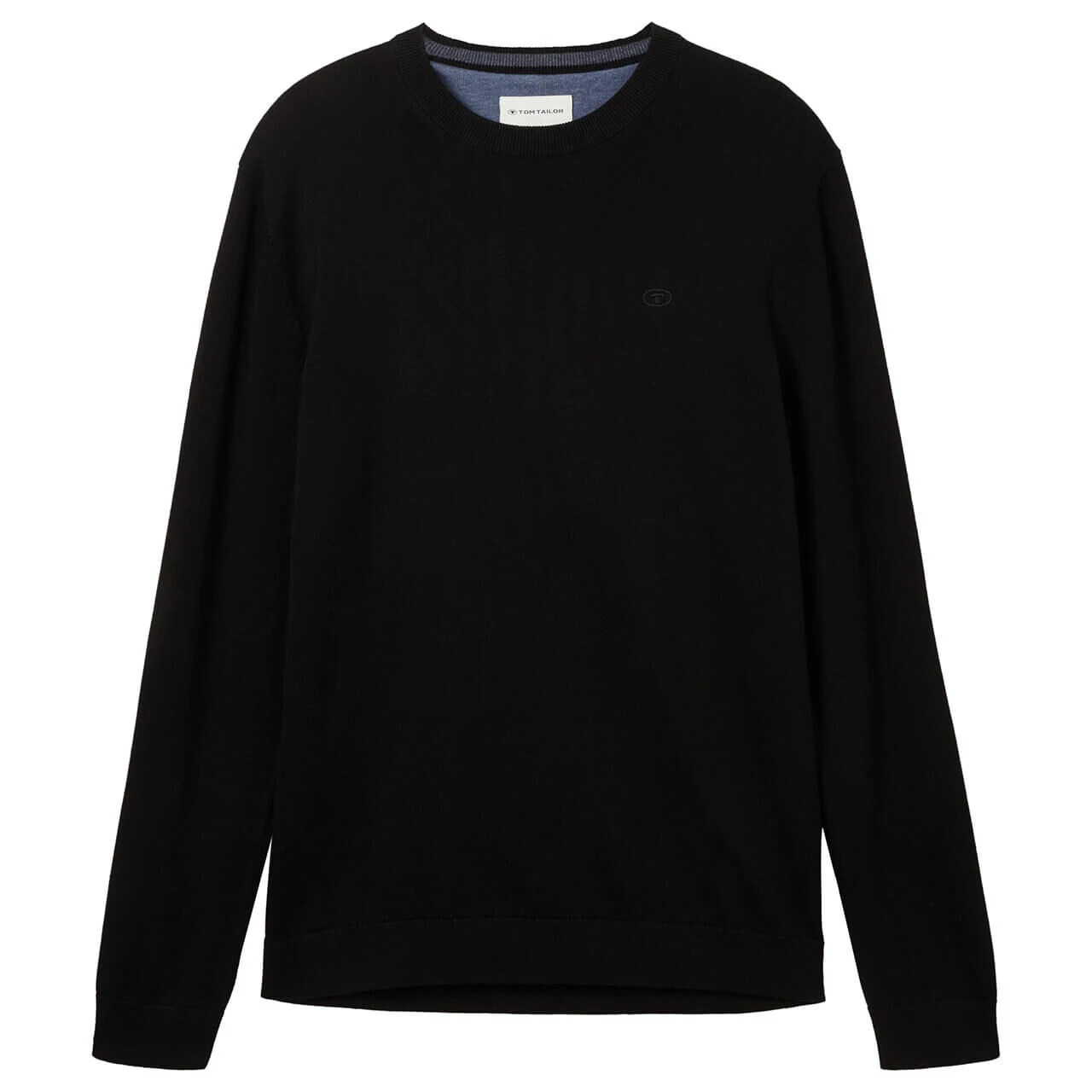 Tom Tailor Herren Pullover Basic Crewneck Deep Black Compact Cotton 1 Tom Tailor Herren Pullover Basic Crewneck Deep Black Compact Cotton