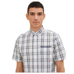 Tom Tailor 1/2 Arm Hemd Off White Checked -Modezauber Günstiges Geschäft tom tailor shirt checked slub weiss blau 31316 detail model