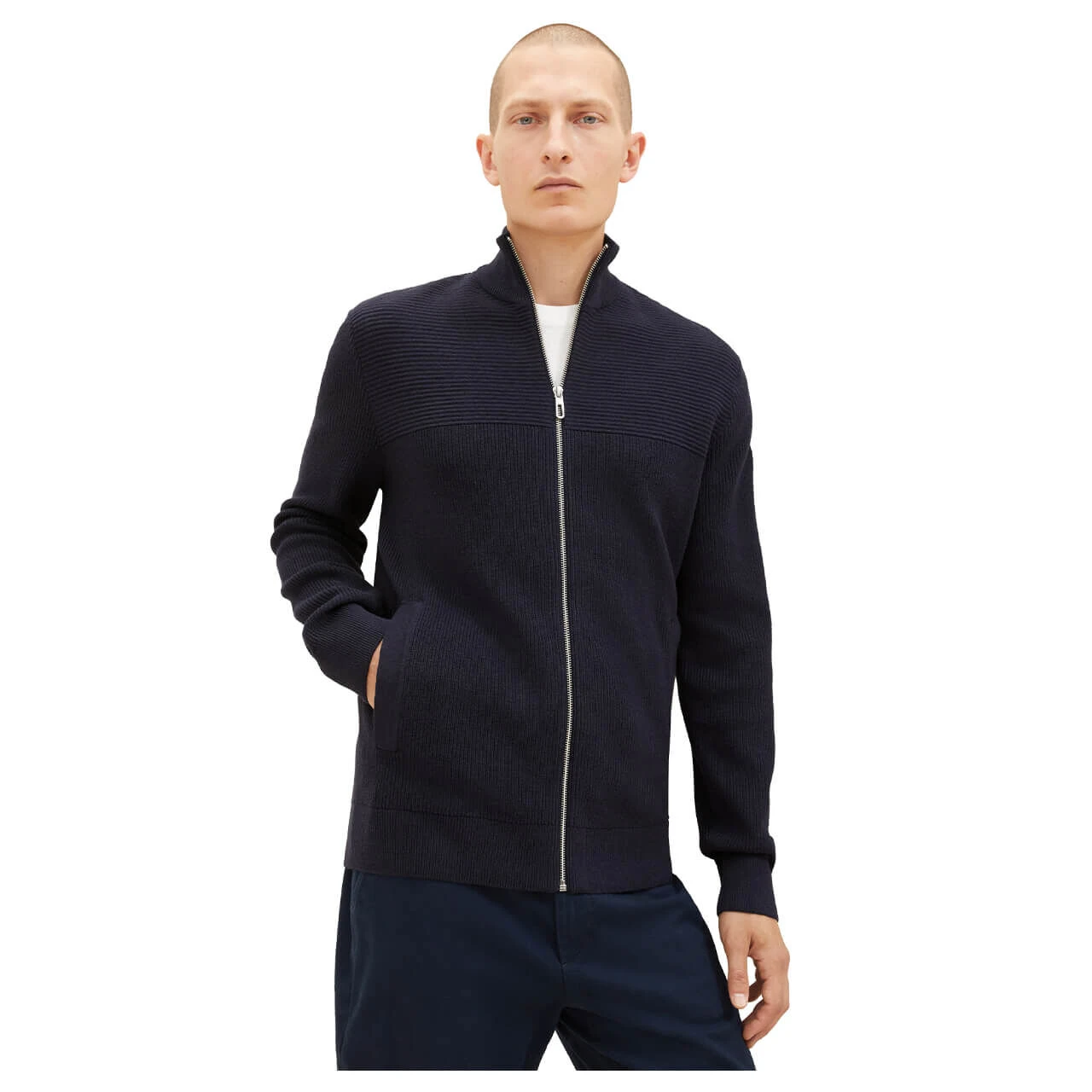 Tom Tailor Herren Strickjacke Knitted Navy Melange Blue 3 Tom Tailor Herren Strickjacke Knitted Navy Melange Blue – Bild 3