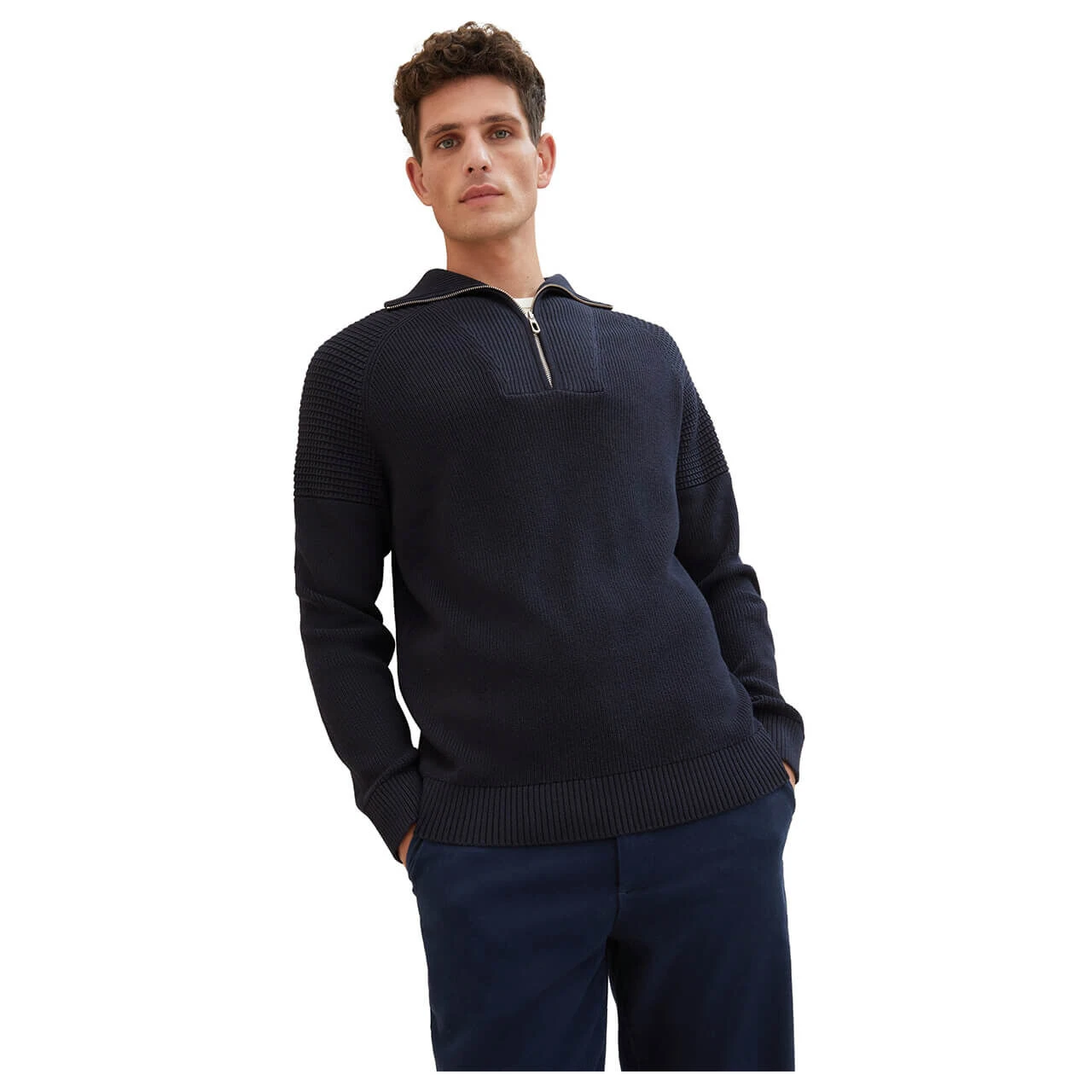 Tom Tailor Herren Troyer Pullover Sky Captain Blue 4 Tom Tailor Herren Troyer Pullover Sky Captain Blue – Bild 4