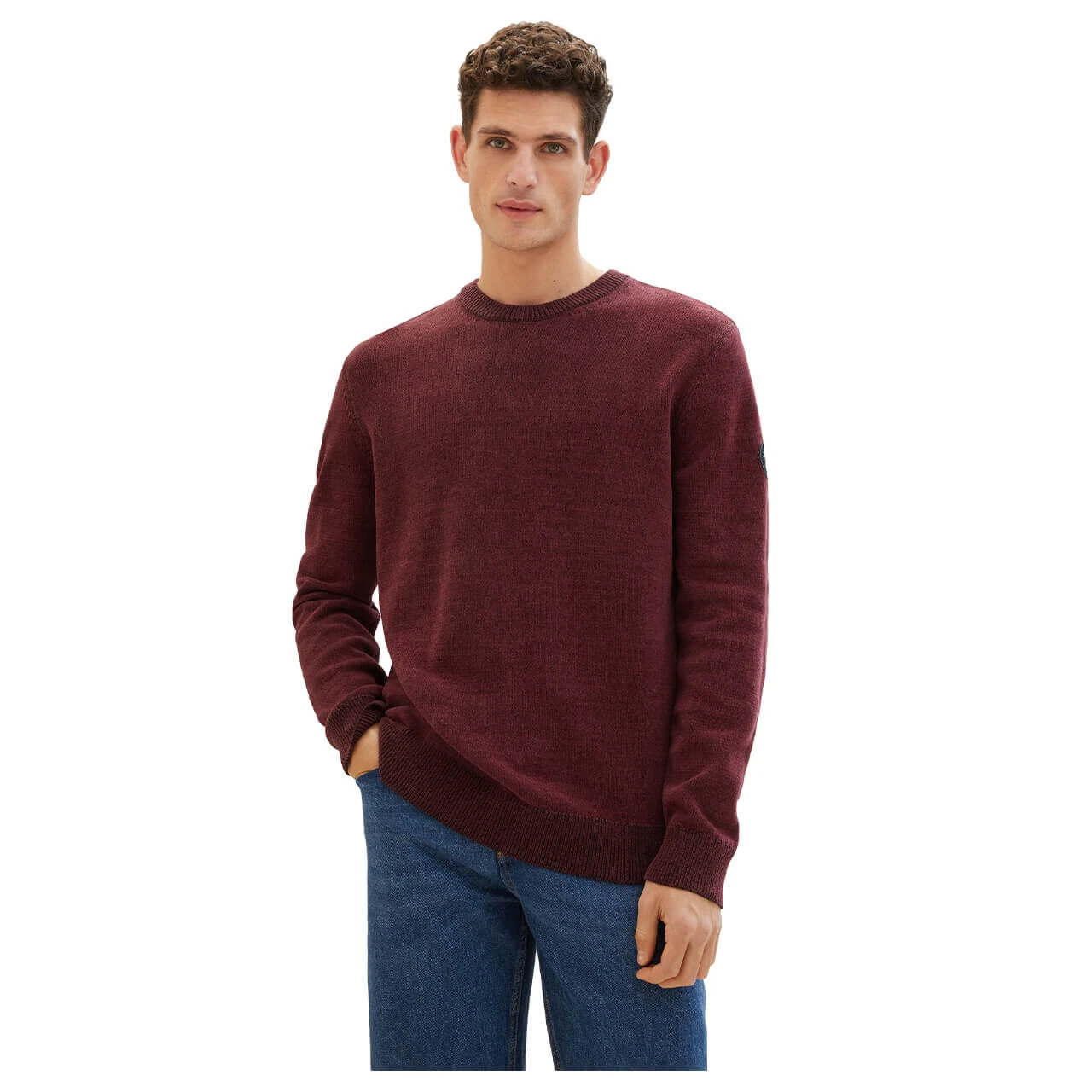 Tom Tailor Herren Pullover Twotone Effect Crewneck Knit Tawny Port Red 2 Tom Tailor Herren Pullover Twotone Effect Crewneck Knit Tawny Port Red – Bild 2