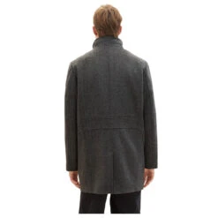 Tom Tailor Herren Mantel Wool Coat 2 In 1 Dark Grey Black Herringbone -Modezauber Günstiges Geschäft tom tailor wool coat 2 1 wollmantel grau 30500 hinten