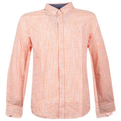 Tom Tailor Herren Hemd Orange White Fancy Yarn Check