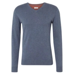 Tom Tailor Herren Pullover Basic V-neck Vintage Indigo Blue