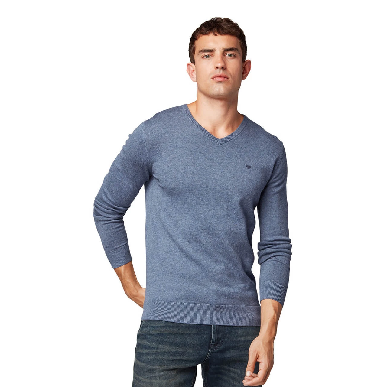 Tom Tailor Herren Pullover Basic V-neck Vintage Indigo Blue 3 Tom Tailor Herren Pullover Basic V-neck Vintage Indigo Blue – Bild 3